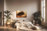 Sinus Art Wandbild 120x80cm Eindrucksvolle Tieraufnahme mit staubigem Lichtspiel und natürlicher Wildnis-Atmosphäre