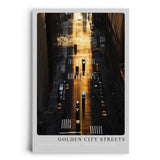 Paul Sinus Leinwandbild 60x90cm Golden City Streets Leinwandbild spektakuläre Straßenszene im goldenen Abendlicht mit faszinierendem Schattenspiel