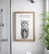 Paul Sinus Poster/Leinwandbild/Rahmenoption Lustiges Katzenbild – Niedliche Klo-Deko fürs Gäste-WC – Perfekt für Sauberkeitsfans