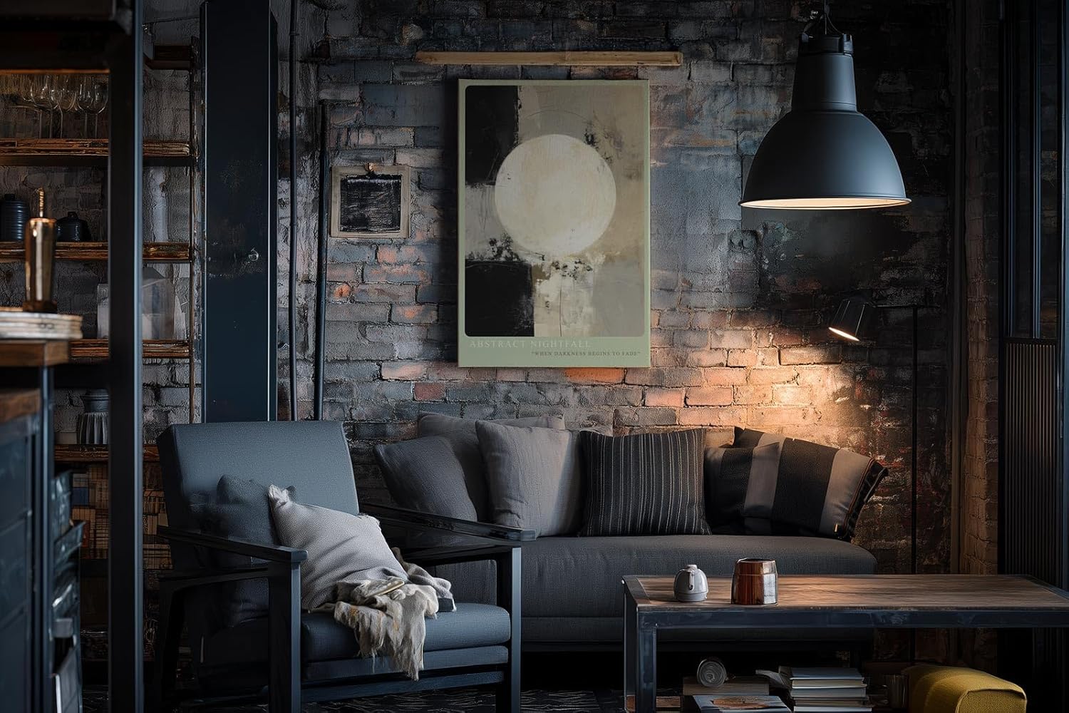 Paul Sinus Wandbild in 40x60cm Abstract Nightfall – Harmonische abstrakte Komposition mit großem Lichtkreis und sanften Farbverläufen