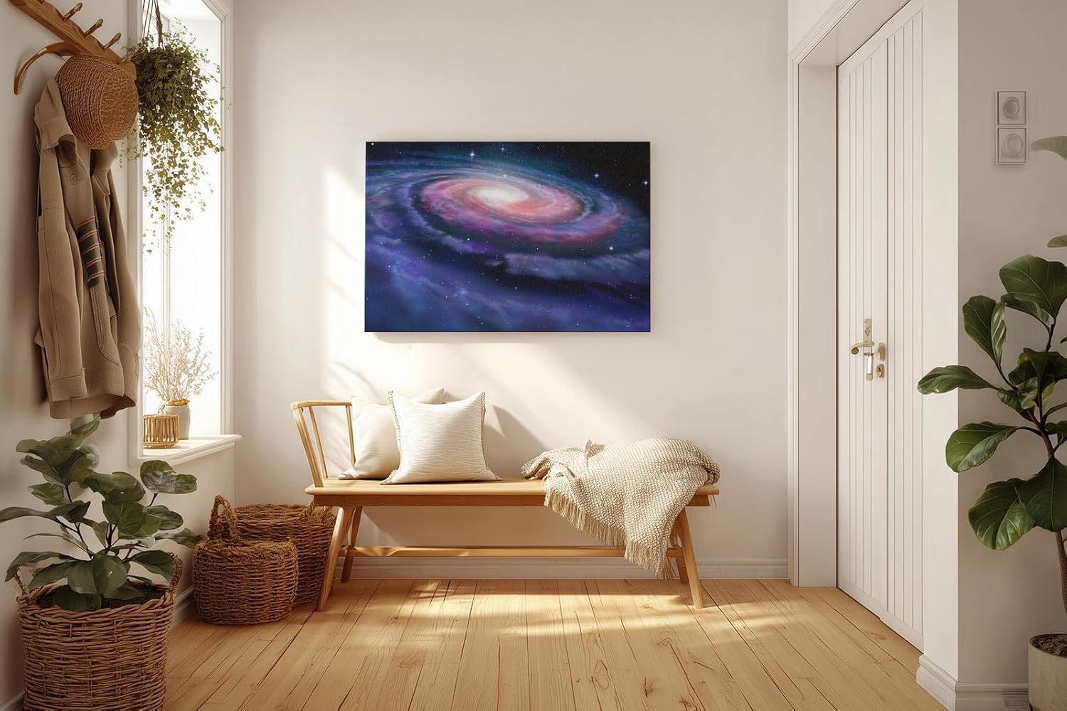 Sinus Art Wandbild 120x80cm Spiralförmige Galaxie mit hell leuchtendem Zentrum im Weltraum – geheimnisvoll und schön