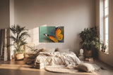 Sinus Art Wandbild 120x80cm Detaillierte Nahaufnahme eines orangefarbenen Schmetterlings mit harmonischer Komposition