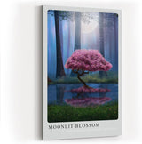 Paul Sinus Kunstdruck 40x60cm Moonlit Blossom mit magischem Kirschbaum bei Nacht im Zauberwald