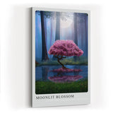 Paul Sinus Kunstdruck 40x60cm Moonlit Blossom mit magischem Kirschbaum bei Nacht im Zauberwald