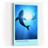 Paul Sinus Kunstdruck 40x60cm Hai Meer Unterwasser Silhouette Jäger Ozean Deep Hunter