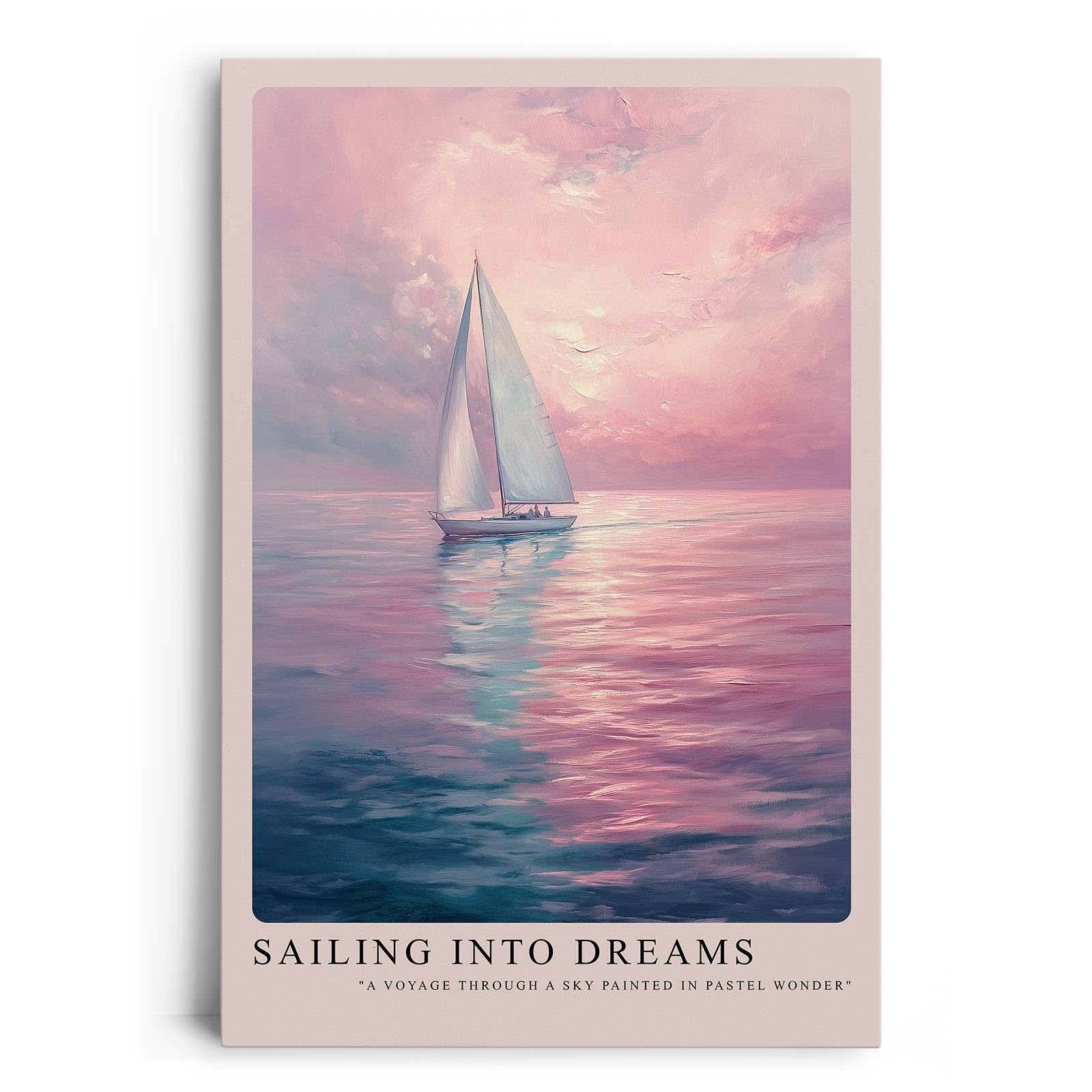 Paul Sinus Leinwandbild 40x60cm verträumte Segelboot-Szene mit malerischem Himmel und sanften Pastellfarben, beruhigende Wandkunst