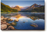 Sinus Art Wandbild 120x80cm Faszinierende Berglandschaft mit ruhigem See und perfekter Spiegelung für harmonische Raumwirkung