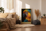 Paul Sinus Wandbild in 40x60cm The Tropical King – farbenprächtiges Porträt eines Aras in intensiven Blauund Gelbtönen für exotische Raumgestaltung