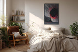 Paul Sinus Wandbild in 40x60cm The Red Impact – Dynamisches abstraktes Kunstwerk mit rotem Akzent und kreisförmiger Komposition