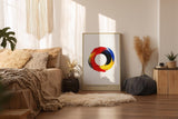 Paul Sinus Wandbild in 40x60cm The Color Cycle – Kreisförmige abstrakte Farbkomposition in Rot, Gelb, Blau und Schwarz