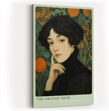 Paul Sinus Wandbild in 40x60cm The Orange Muse – Elegantes Porträt im Jugendstil mit warmen Orangetönen und kunstvollen floralen Details