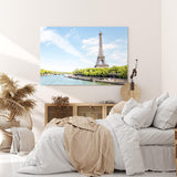 Paul Sinus Wandbild 120x80cm Paris Eiffelturm Fluss Frankreich Kanal blauer Himmel