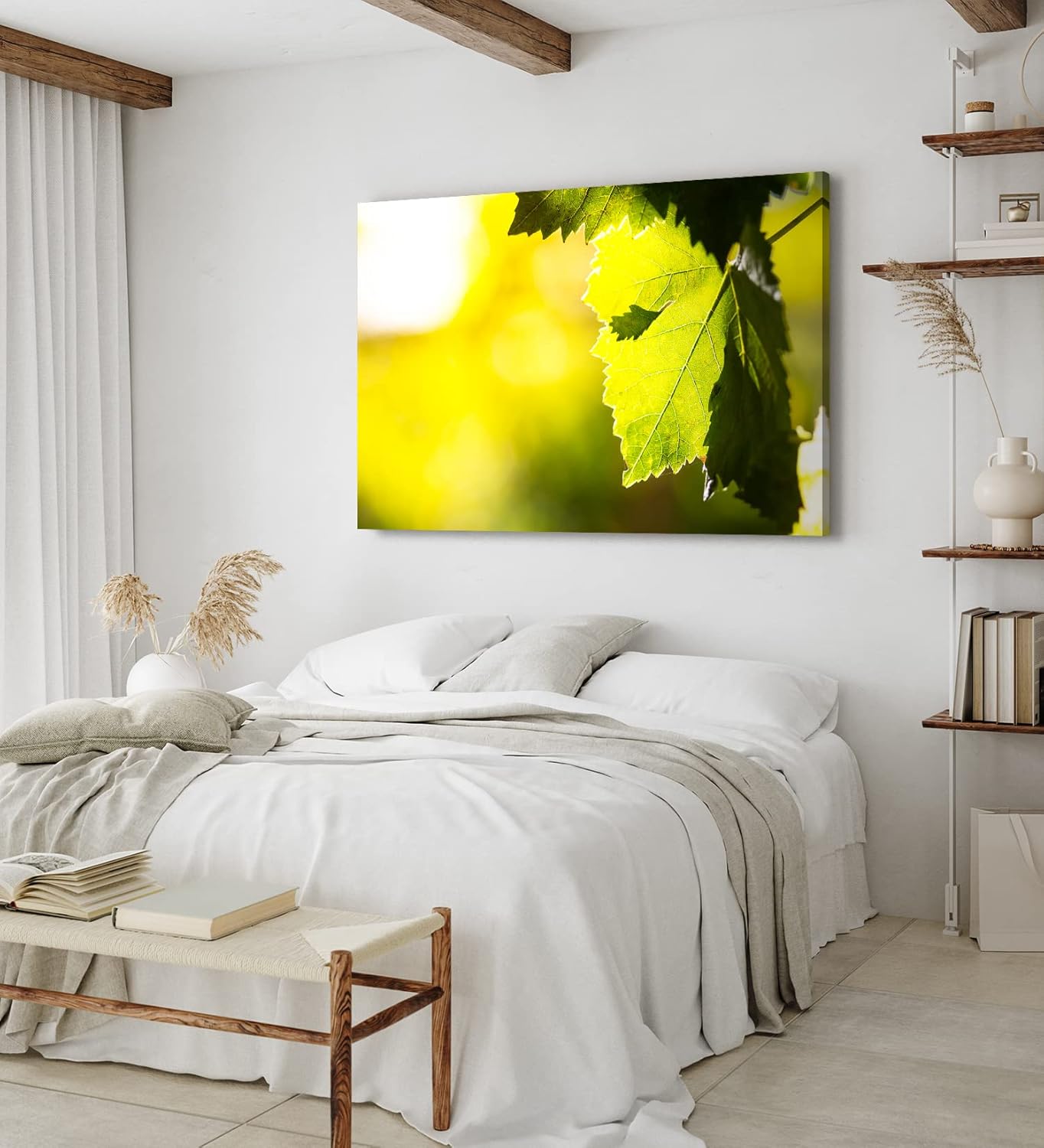 Paul Sinus Wandbild 120x80cm Eichenblatt Blatt Grün Sonnenschein Baum Fotokunst