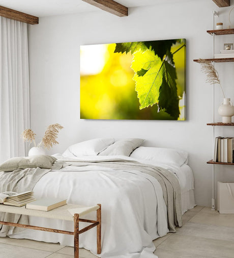 Paul Sinus Wandbild 120x80cm Eichenblatt Blatt Grün Sonnenschein Baum Fotokunst