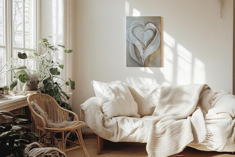 Paul Sinus 60x90cm Wandbild Herzblätter in Beige – Sanfte Formen mit moderner floraler Eleganz Blume