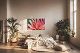Sinus Art Wandbild 120x80cm Blüte in Pink mit Tautropfen – faszinierende Struktur und frische Ästhetik