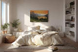 Sinus Art Wandbild 120x80cm Malerische Berglandschaft mit Sonnenuntergang und reflektierendem See