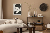 Paul Sinus Leinwandbild 80x120cm stilisiertes Frauenporträt in Schwarz-Weiß mit moderner Eleganz und abstrakter Tiefe – kunstvolles Leinwandbild