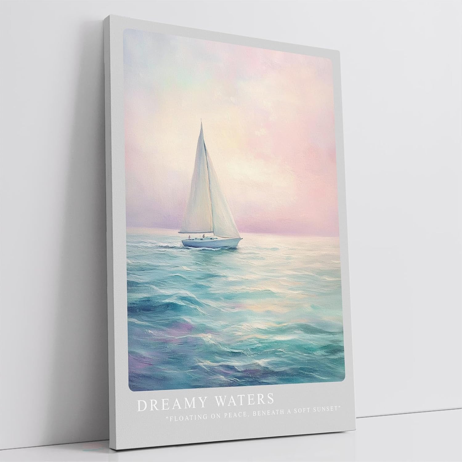 Paul Sinus Leinwandbild 40x60cm verträumtes Segelboot auf ruhigem Meer mit sanften Pastelltönen und harmonischer Lichtstimmung – kunstvolles Leinwandbild