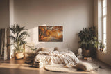 Sinus Art Wandbild 120x80cm Faszinierende Herbstallee mit goldenen Blättern und Lichtspiel in der Natur