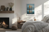 Paul Sinus Leinwandbild 40x60cm Two Souls One Mirror – Natur, Reflexion, Wasser, Bäume, Herbst, Spiegelung, Harmonie, Ruhe, Blau, Orange, Minimalismus