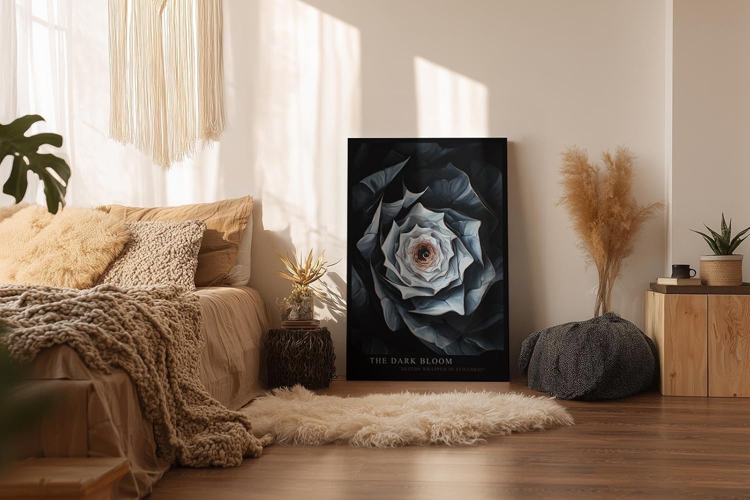 Paul Sinus Wandbild in 40x60cm The Dark Bloom – Detailliertes Blumenmotiv in dunklen und kühlen Farbtönen
