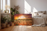Sinus Art Wandbild 120x80cm Das warme Licht des Sonnenuntergangs verleiht der Szene Tiefe und emotionale Wärme