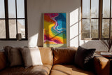 Paul Sinus Wandbild in 40x60cm The Color River – Abstrakte Flussform in leuchtenden Gelb-, Blau-, Rotund Grüntönen