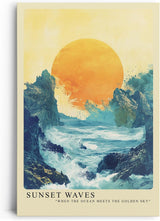 Paul Sinus Leinwandbild 60x90cm Leinwandbild Sonnenuntergangswellen – Eindrucksvolle Landschaft mit leuchtender Sonne und aufgewühltem Meer