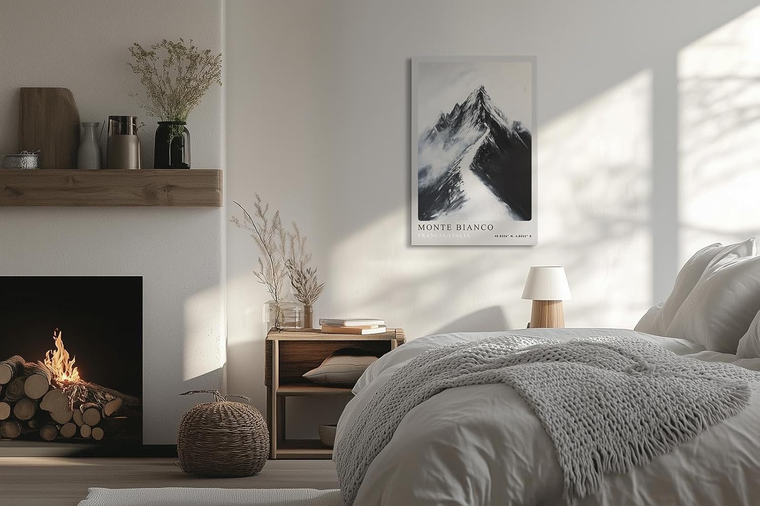 Paul Sinus Leinwandbild 60x90cm Monte Bianco – Majestätische Berglandschaft in monochromer Eleganz mit dramatischer Schneekulisse