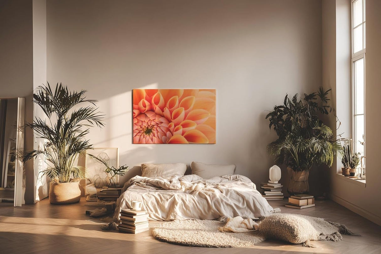 Sinus Art Wandbild 120x80cm Elegante Blütenkomposition in Apricot mit weichen Übergängen und lebendiger Struktur