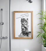Paul Sinus Poster/Leinwandbild/Rahmenoption Lustiges Katzenbild – Niedliche Klo-Deko fürs Gäste-WC – Perfekt für Sauberkeitsfans