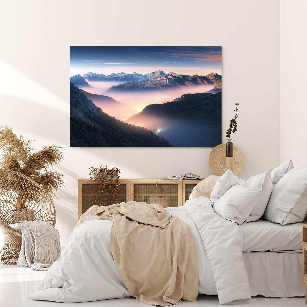 Paul Sinus Wandbild 120x80cm Berge im Nebel Dolomiten Italien Alpen Gebirge Nacht