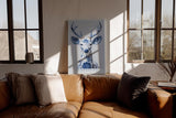 Paul Sinus Wandbild in 40x60cm The Porcelain Stag in edler Blau-Weiß-Optik – kunstvolle Hirschdarstellung mit filigranen Mustern für stilvolle Wohnräume