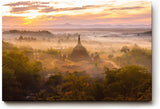 Sinus Art Wandbild 120x80cm Tempel im Morgendunst – faszinierende Komposition aus Kultur, Natur und Licht