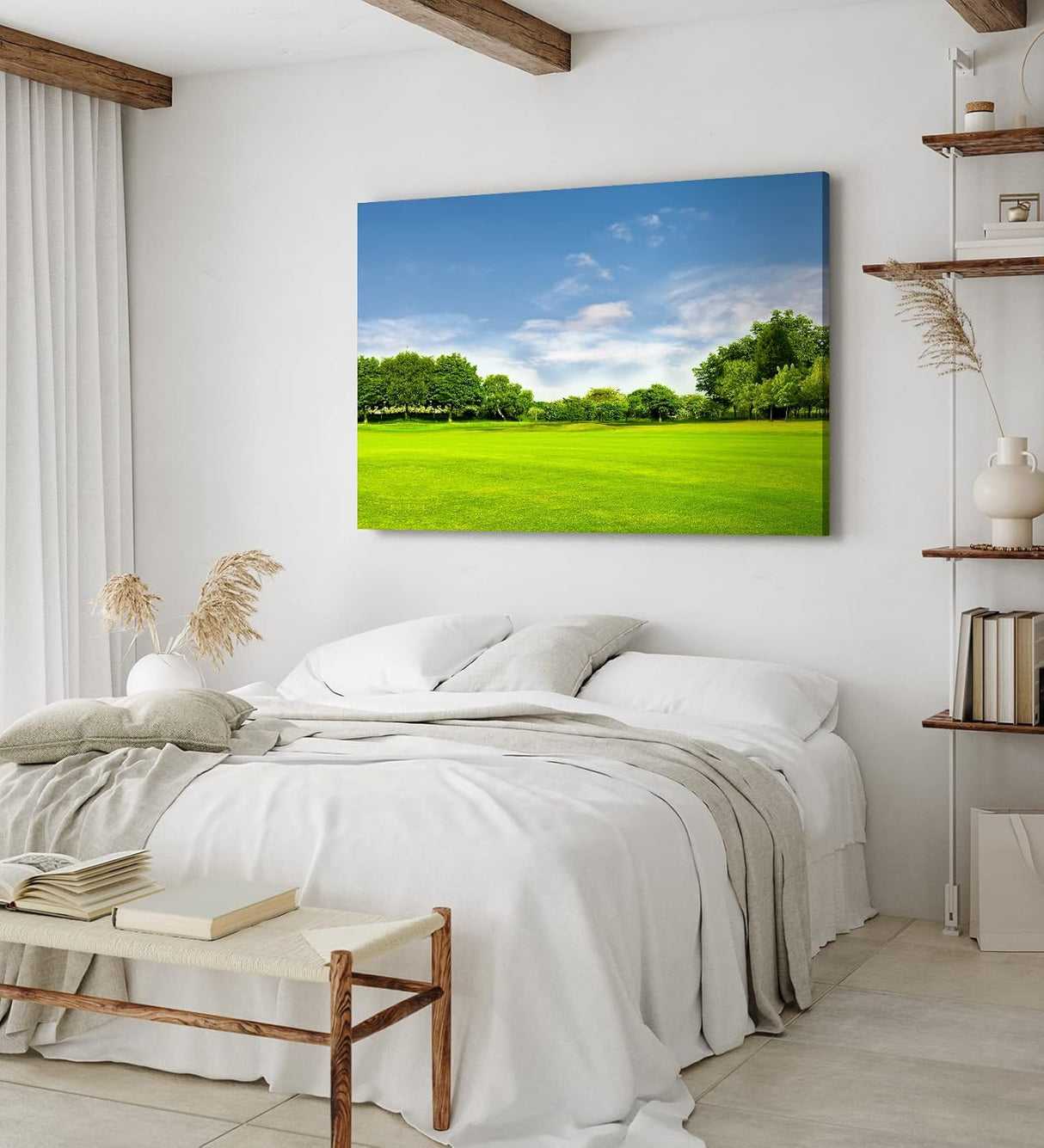 Paul Sinus Wandbild 120x80cm Grüne Wiese Bäume Natur Landschaft Sommer