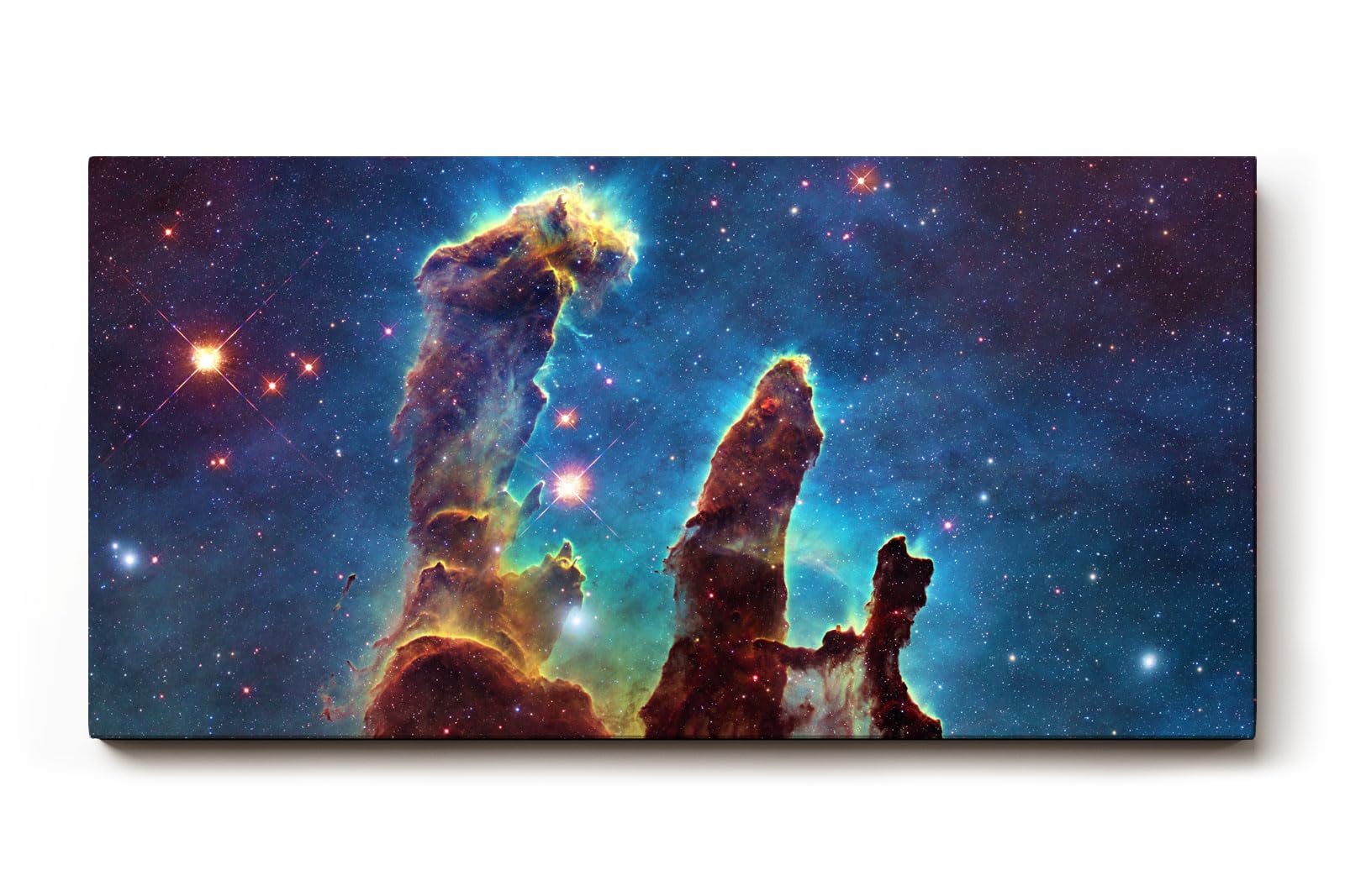 Sinus Art Wandbild 120x80cm Bekanntes NASA-Motiv der Säulen der Schöpfung in farbgewaltiger Sternenlandschaft