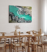 Paul Sinus Wandbild 120x80cm Wilder Bergfluss aus der Vogelperspektive Luftausnahme Grün