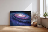 Sinus Art Wandbild 120x80cm Spiralförmige Galaxie mit hell leuchtendem Zentrum im Weltraum – geheimnisvoll und schön