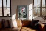 Paul Sinus Wandbild in 40x60cm The Spotted Bloom Botanische Illustration einer weißen Blüte mit roten Punkten und grünen Blättern