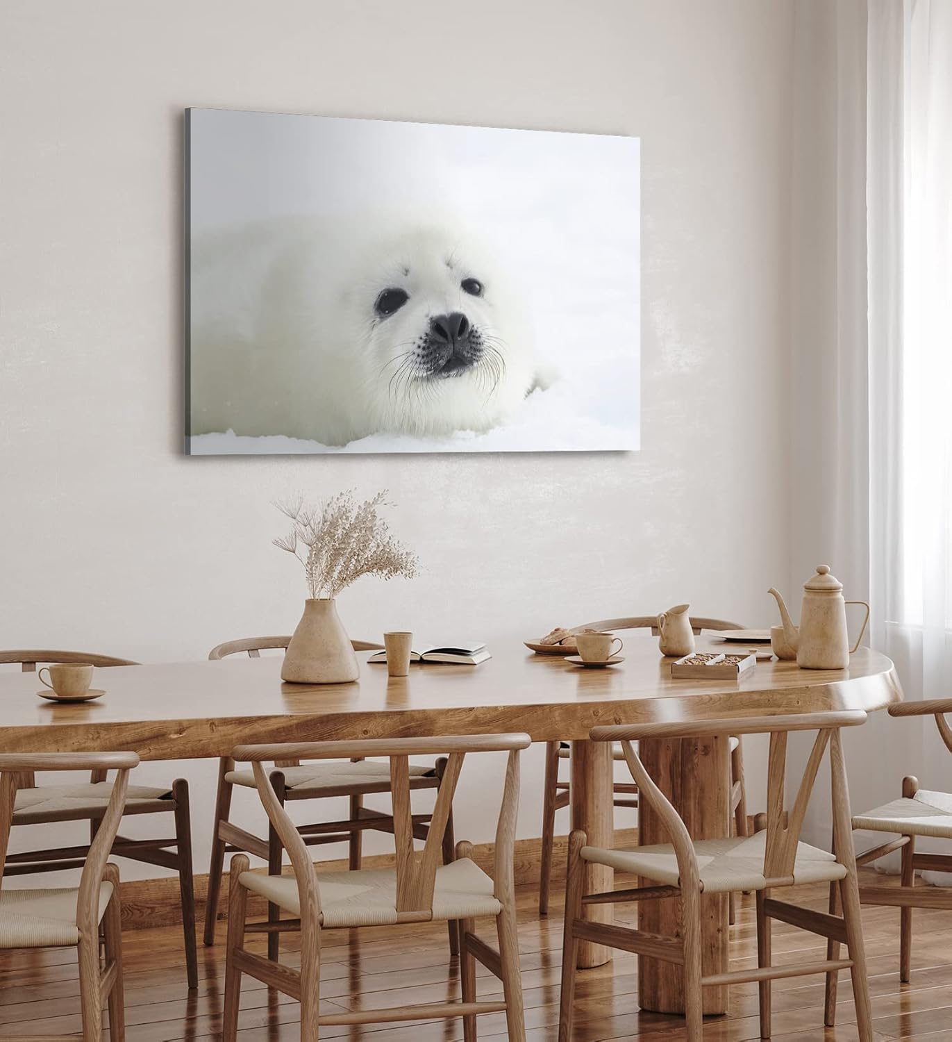 Paul Sinus Wandbild 120x80cm Weiße Robbe Robbenbaby Schnee Tierfotografie