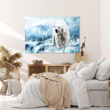 Paul Sinus Wandbild 120x80cm Eisbär Eis Wild Fotokunst Blau Ausdrucksstark Wasser