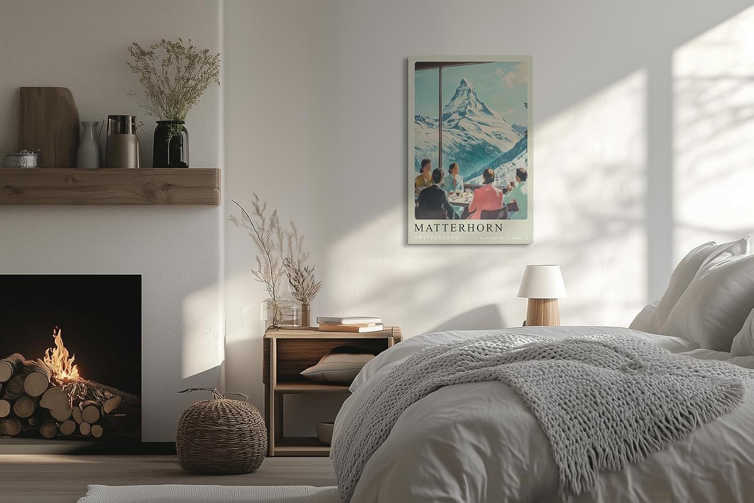 Paul Sinus Leinwandbild 60x90cm Leinwandbild Matterhorn Alpenpanorama luxuriöse Eleganz stilvolle Berglandschaft Retro Ästhetik exklusiver Genuss
