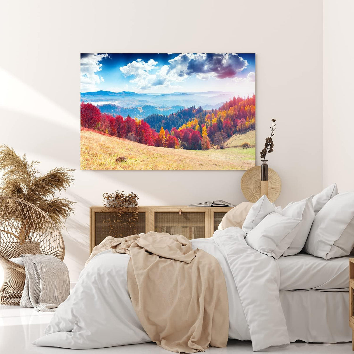 Paul Sinus Wandbild 120x80cm Berge Tannenwald Wald Wolken Natur Landschaft