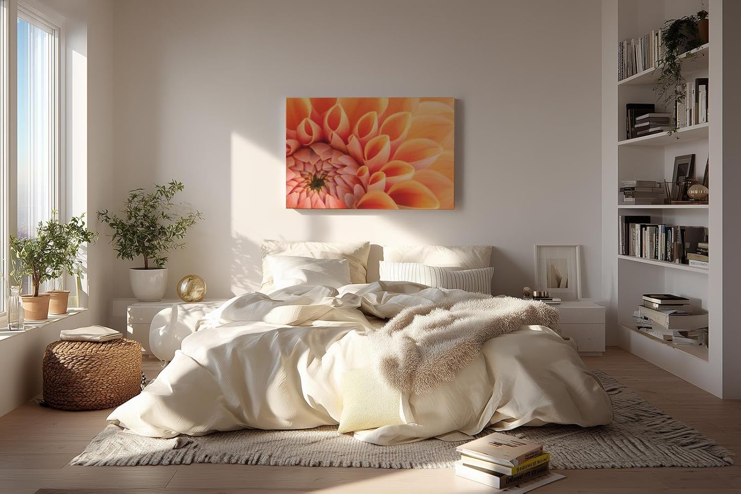 Sinus Art Wandbild 120x80cm Elegante Blütenkomposition in Apricot mit weichen Übergängen und lebendiger Struktur