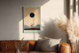 Paul Sinus Wandbild in 40x60cm Schwarze Sonne über karger Landschaft mit Baum und Gebirgssilhouette