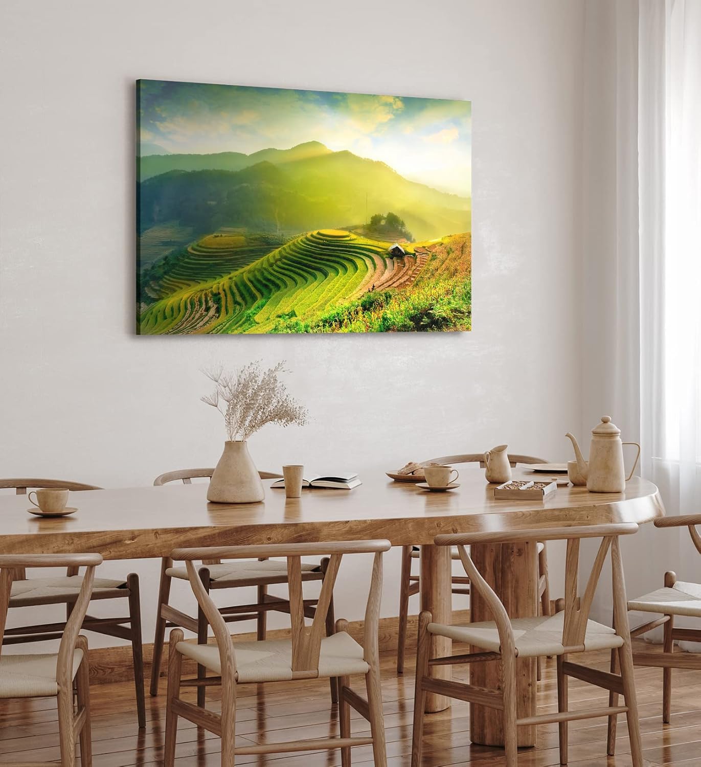 Paul Sinus Wandbild 120x80cm Asien Thailand Reisfelder Berge Hügel Natur Landschaft Grün