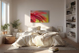 Sinus Art Wandbild 120x80cm Detailreiche Nahaufnahme roter Blütenblätter mit glitzerndem Tautropfen