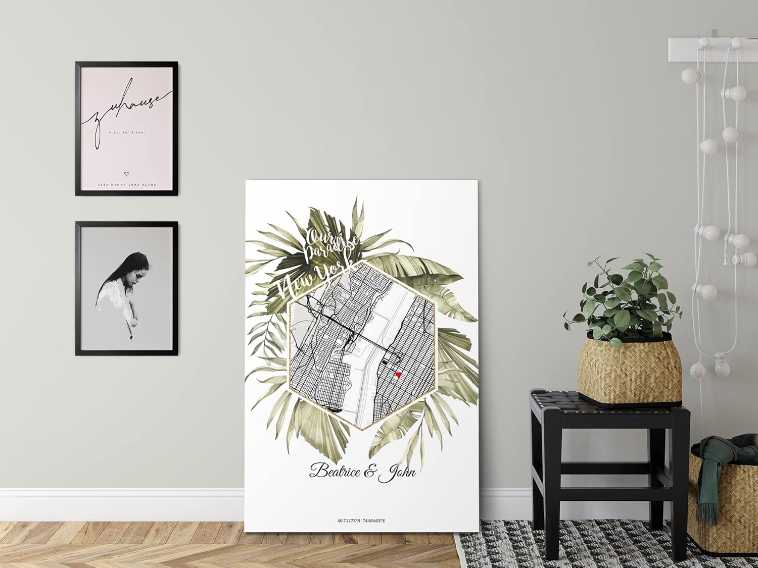 Paul Sinus Gerahmtes Wandbild Map mit deinen GPS Koordinaten und Namen. 30cm x 42cm Rahmen mit Stadtkarte selbstgestaltet. Ganz individuell. (ohne Rahmen)