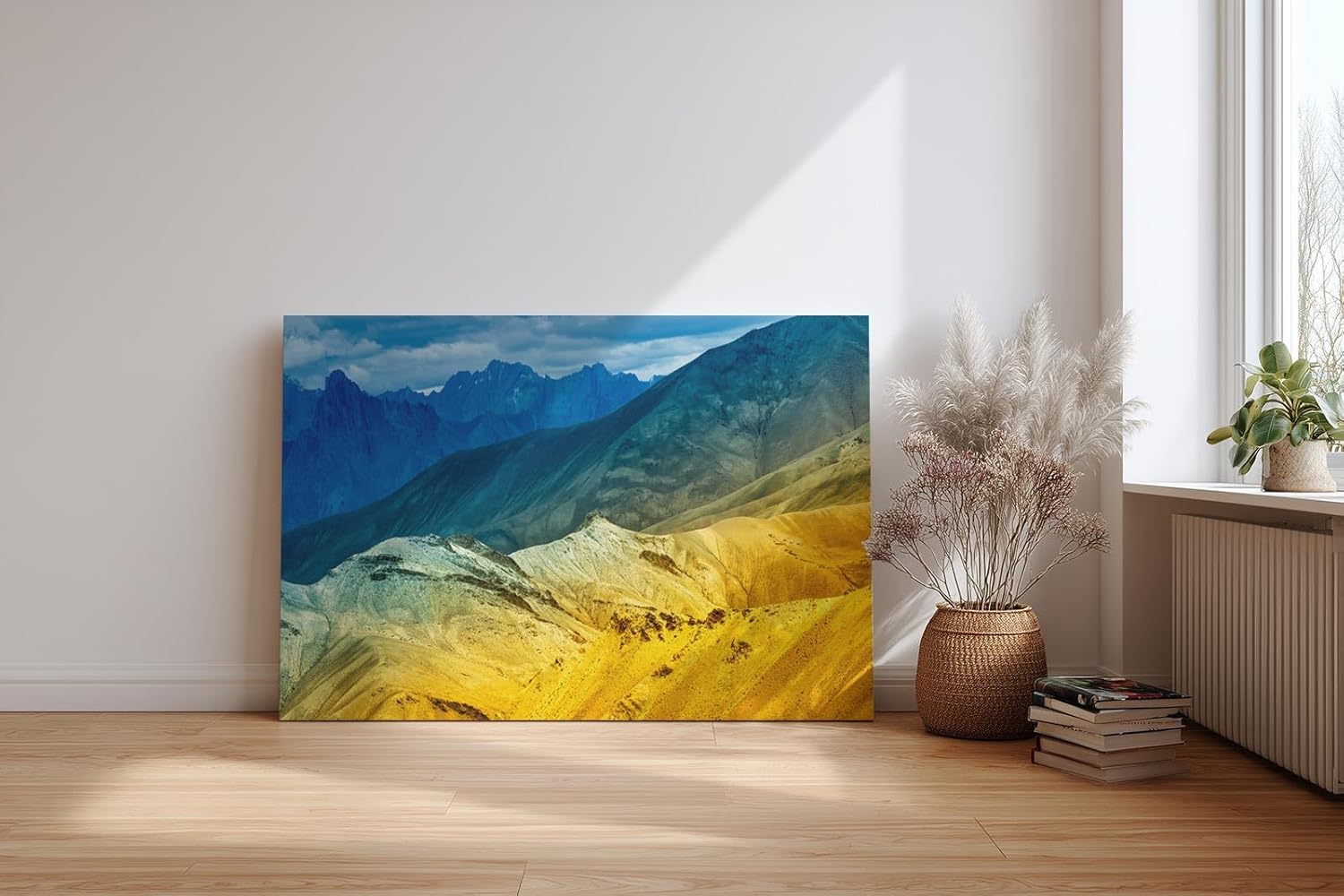 Sinus Art Wandbild 120x80cm Beeindruckende Landschaftskomposition mit leuchtenden Farbzonen und Tiefenstaffelung